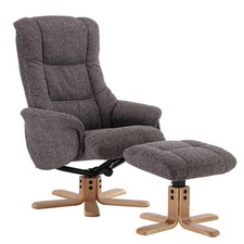 Cairo Swivel Recliner Chair & Footstool in Grey Lisbon Fabric - Customer Return