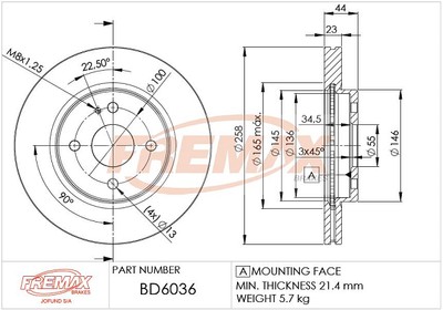 Remax BD-6036 Brake Disc for Mazda