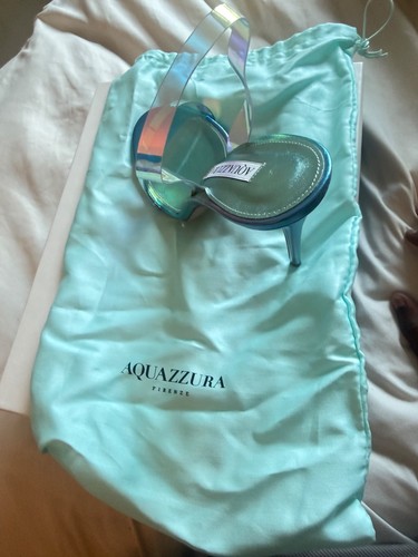 blue samdals heels aquazurra