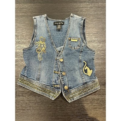 Vintage Y2K Baby Phat Denim Embroidered Vest XS