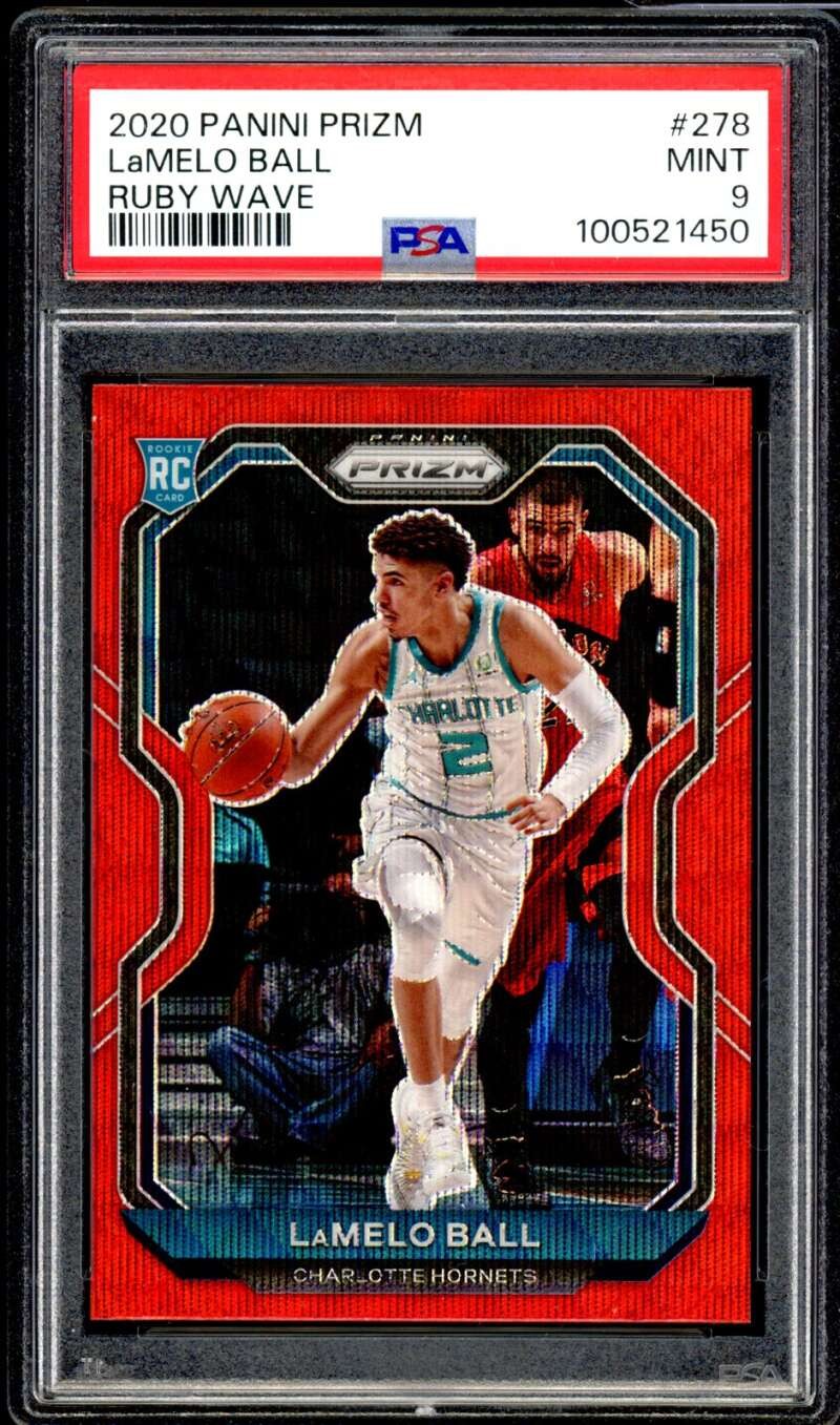 LaMelo Ball Rookie Card 2020-21 Panini Prizm Ruby Wave #278 PSA 9