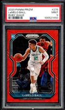 LaMelo Ball Rookie Card 2020-21 Panini Prizm Ruby Wave #278 PSA 9. rookie card picture