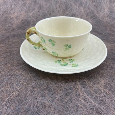 Belleek Shamrock Tea Cup and Saucer SET