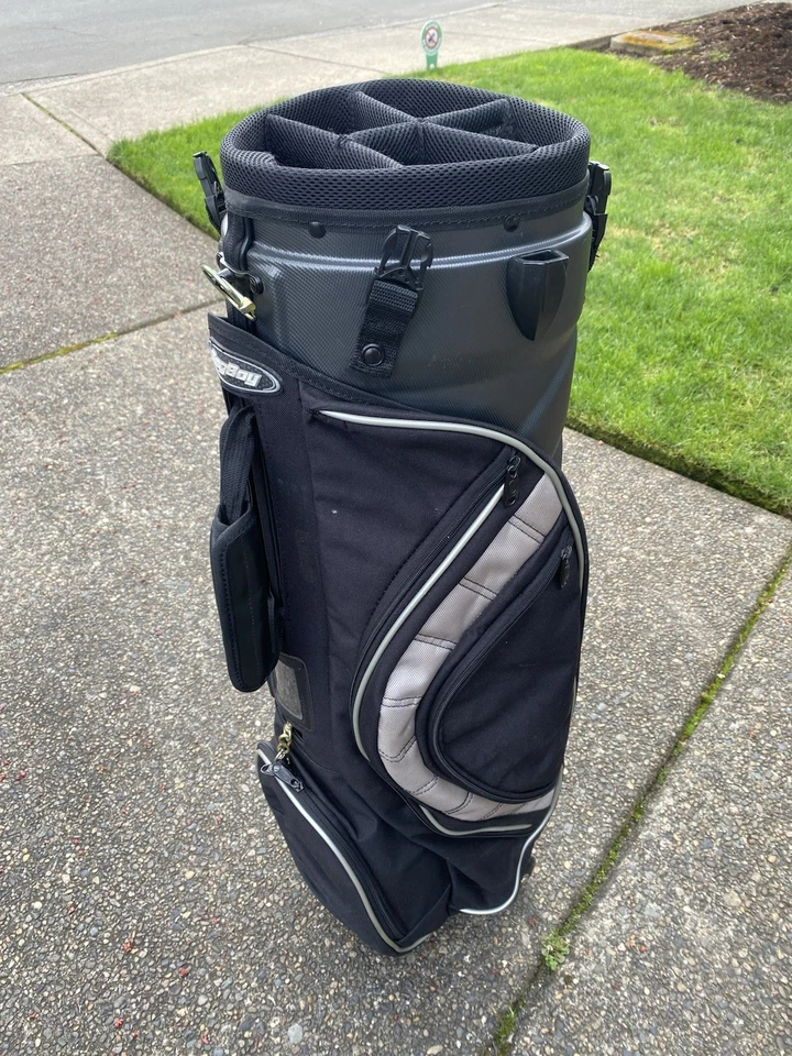 Carro de golf Bag Boy con ruedas 5 ranuras fibra de carbono carcasa dura bolsillos extraíbles Foto 3 de 4