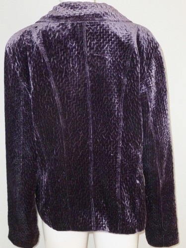 Chico's Blazer Women's Sz 2 Purple 1-Button Lined Long Sleeve Textured Velvet L - Picture 3 of 5