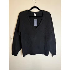 Melrose & Markey Black Oversized V Neck Sweater Size XS NWT
