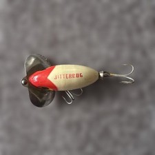 Fred Arbogast Jitterbug Akron Oluio White-Red Used Vintage Lure