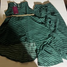 Girls' Indian Pakistani Georgette Salwar Suit Green 2 Piece Set Size 28