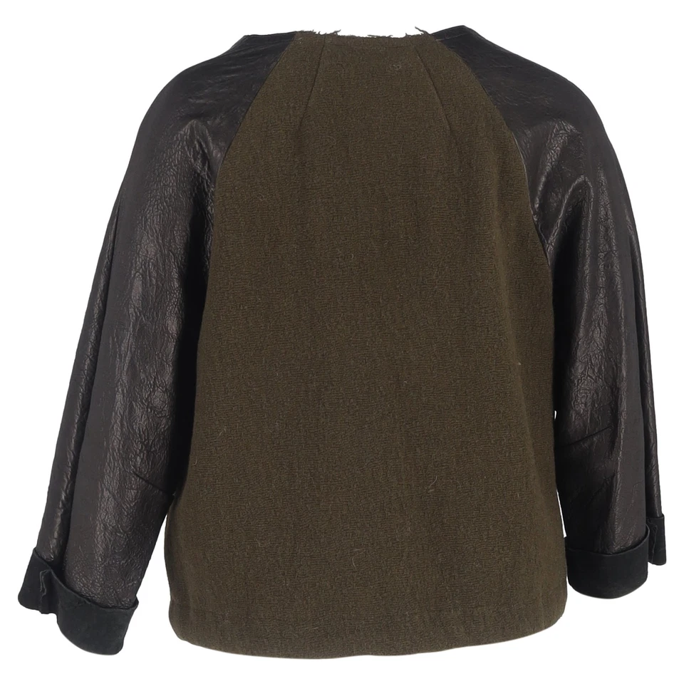 Isabel Marant Zipped Jacket in Olive and Black Wool and Leather - Image 3 of 3