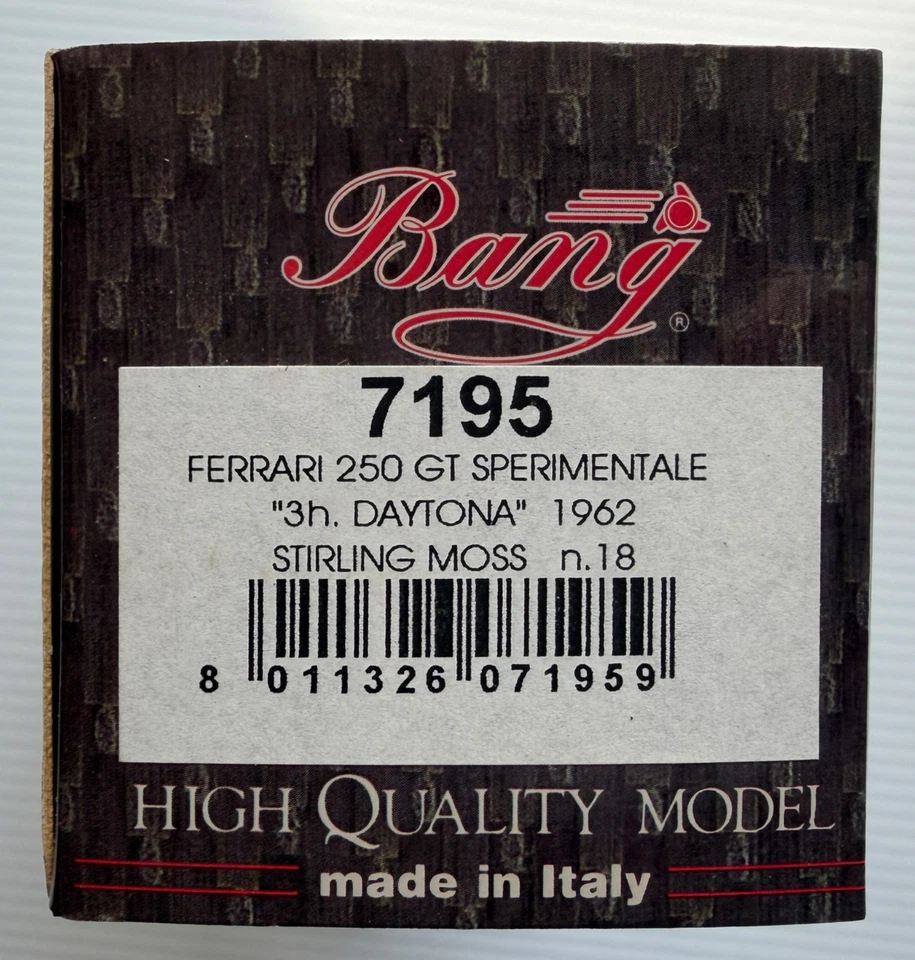 Bang 1:43 1962 Ferrari 250GT Sperimentale NEW Unopened Diecast Model #7195 - Image 2 of 3