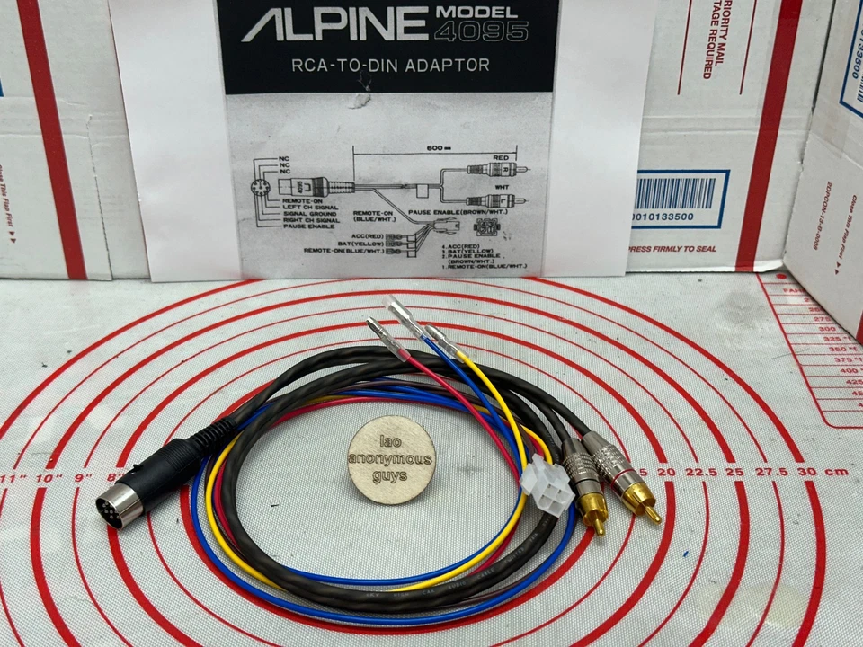 RCA to Male DIN Adapter + 4-pin Molex for ALPINE Vintage Old School # 4095 - Image 4 of 4