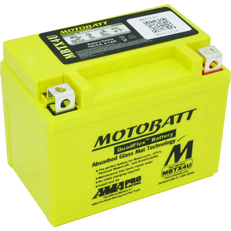Motobatt Battery For Yamaha CW50 Zuma 50cc 89-90 YB4L-B YT4L-BS YTX4L-BS - Image 3 of 4