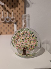 Sch&ouml;ne Deko-Flasche mit handbemalten Baum