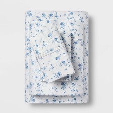 Full Printed Performance 400 Thread Count Sheet Set White/Blue Floral