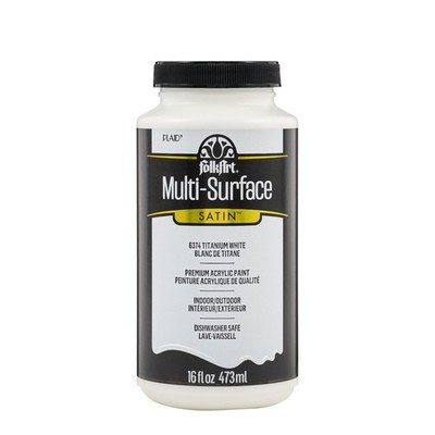 Multi-Surface Satin Acrylic Paint in Assorted Colors, 16 oz, Titanium White 1...