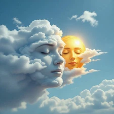 Surreal Cloud Face Cloudy Sky Sun Daytime Fantasy Poster Art Print D 24 x 24 in