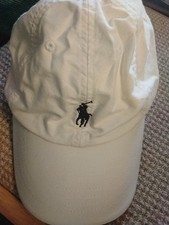 POLO RALPH LAUREN HAT KIDS WHITE BLUE 100  COTTON OSFA VGC