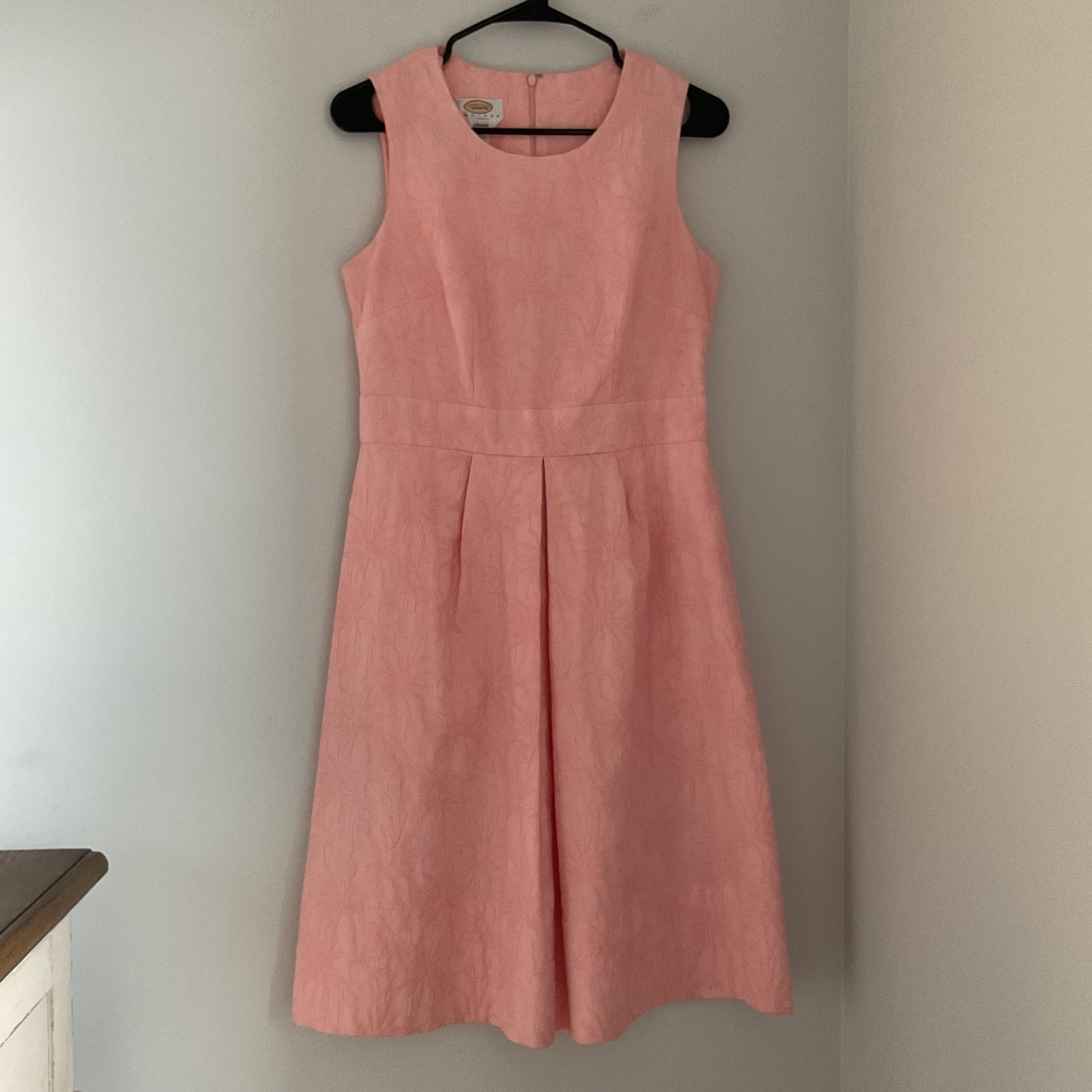 Talbots Women's Dress Sheath Jacguard Pink Sleeveless Career Cocktail Size 6P