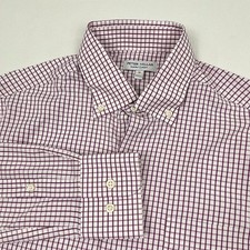 Peter Millar Summer Comfort Shirt Mens M Purple White Plaid Performance Preppy
