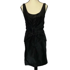 Karen Zambos Vintage Couture Womens Buckle Mini Dress Black Size 6 Evening Party