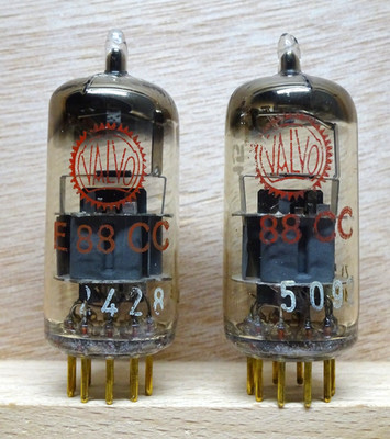 Pair: VALVO E88CC PHILIPS made | SEHR GUT   balanced RED Tubes | D GETTER Tube