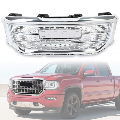 Chrome Front Bumper Upper Grille Denali Style For GMC Sierra 1500 2016 2017 2018