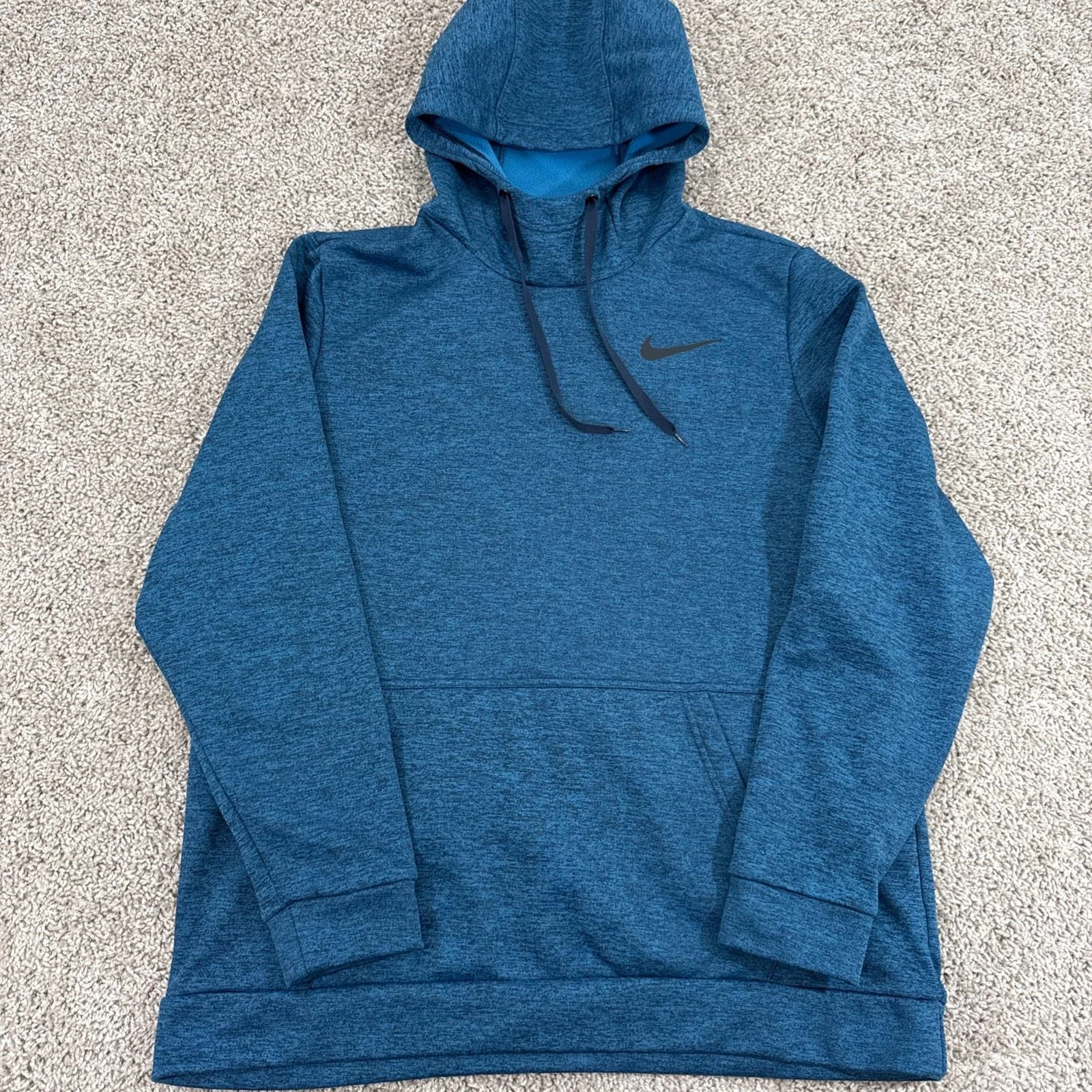 Nike Therma-FIT Hoodie Mens Large Blue Athletic Training Pullover Swoosh EUC
