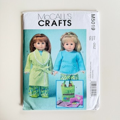 McCall s M5019 Doll Clothes Pattern OSZ Robe Pajamas Sleep Set Bag