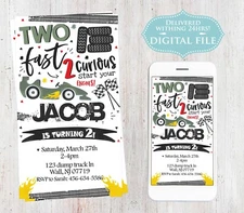 You Print Birthday, Race Car Birthday Invitation, Race Car Party, Digital File