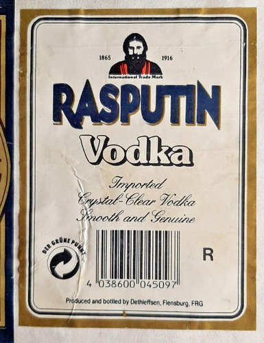 Seltene alte Grigorij Rasputin Wodka Aufkleber Original Etikett 90er #1 - Bild 8 von 12