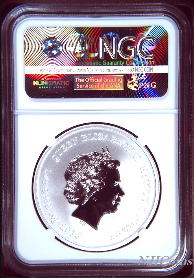 2018 TUVALU MONEY TOAD SILVER GILT w/ 24k gold $1 1oz COIN NGC MS 70 GILDED ER - Image 2 of 4