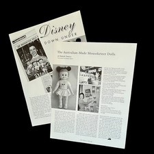 Vintage Disney Australian Made Mouseketeer Dolls History Article 2 Pages