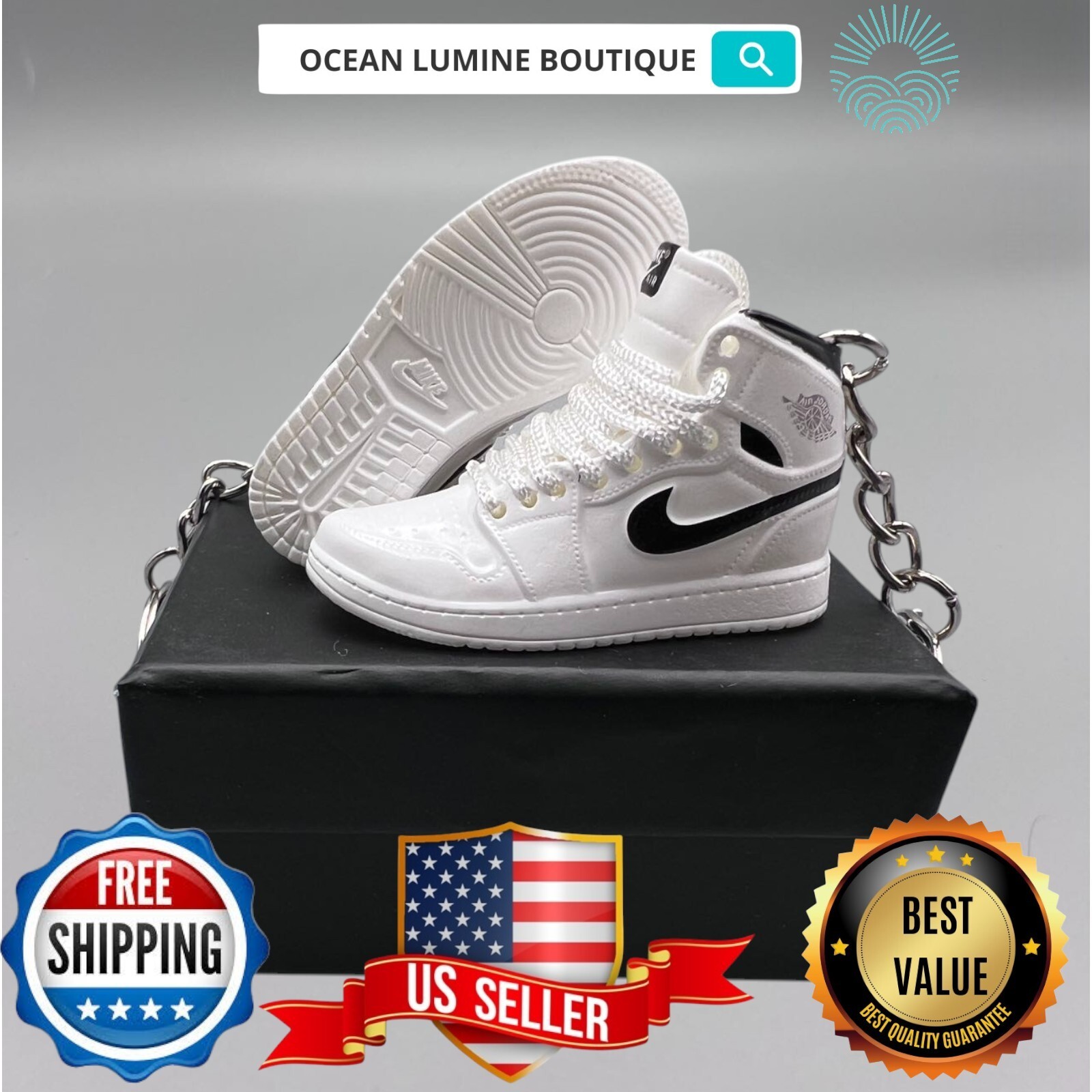 Air Jordan 3D Mini Sneaker Keychain, Basketball Sneaker Collectible, Box Options