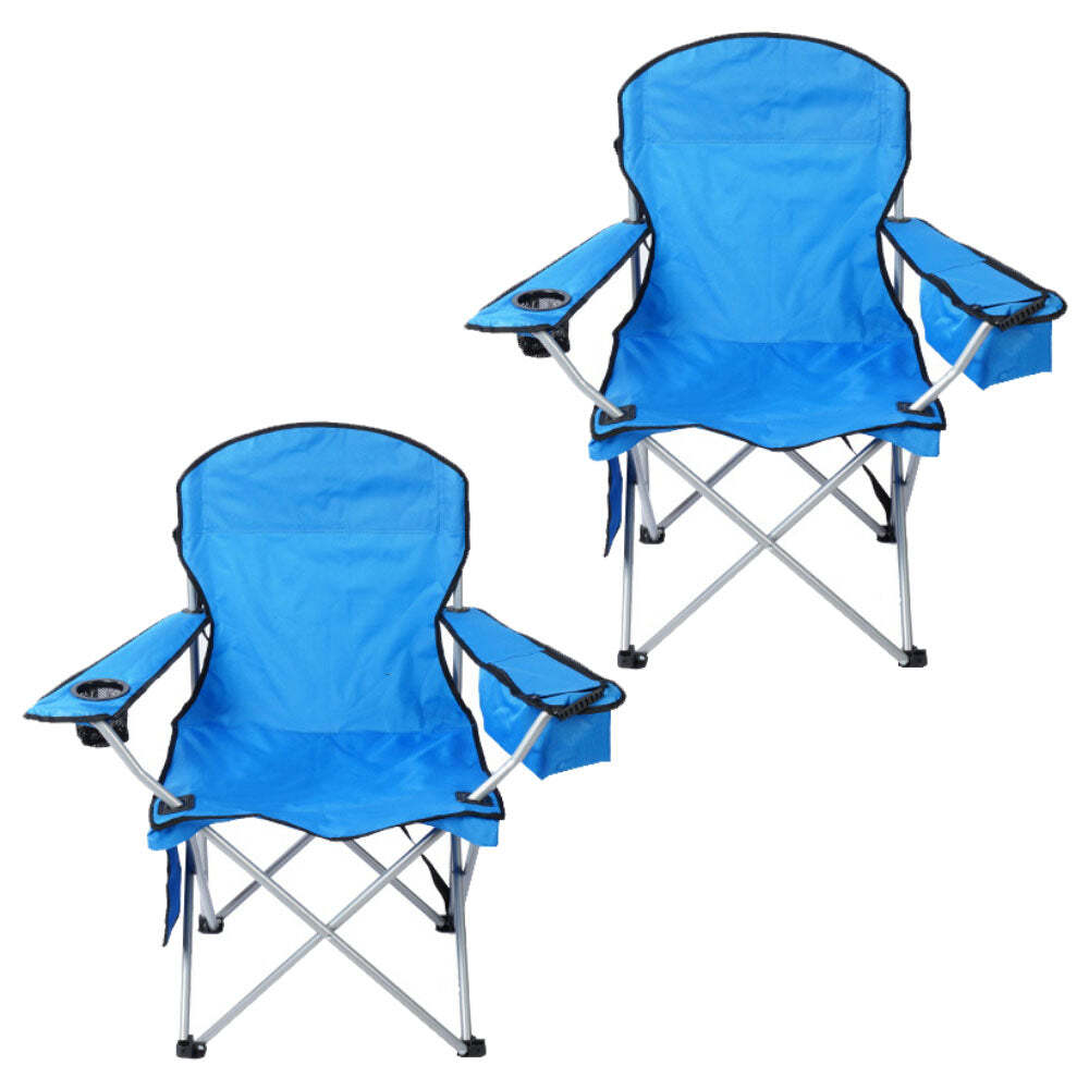 2 Pack Camping Chairs with Built-in Ice Cooler,Portable Chair, Storage Pocket