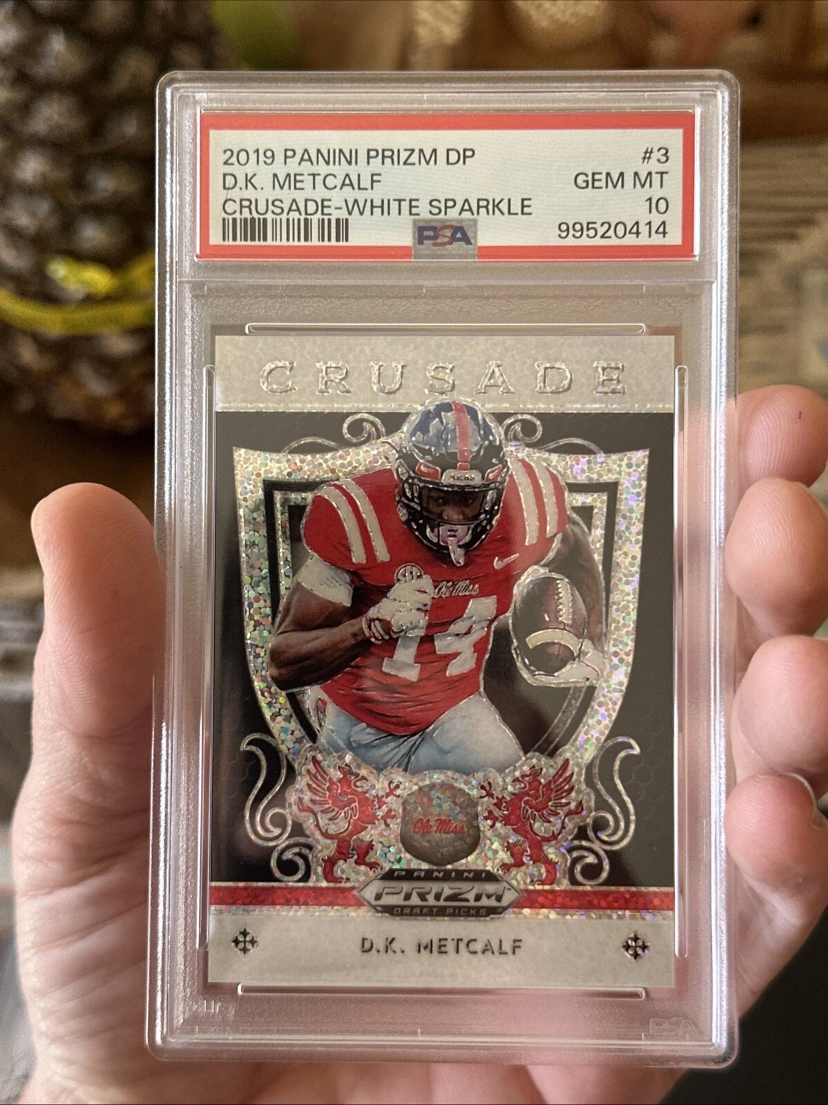 DK Metcalf Panini Prizm Draft Picks Crusade #3 White Sparkle