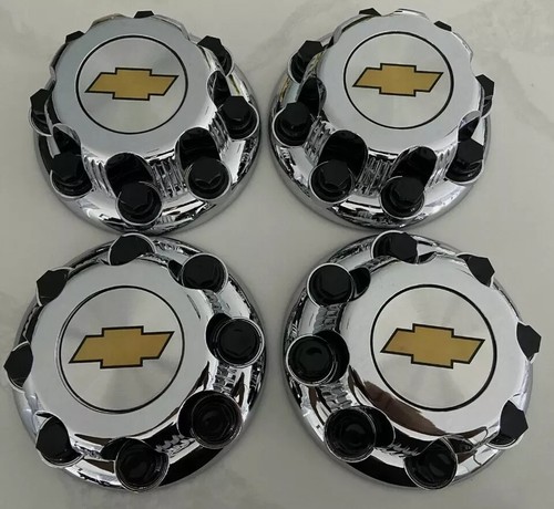 4pcs New CHROME 8 Lug Center Caps Express Van SKULL LOGO ALUMINUM RIMS