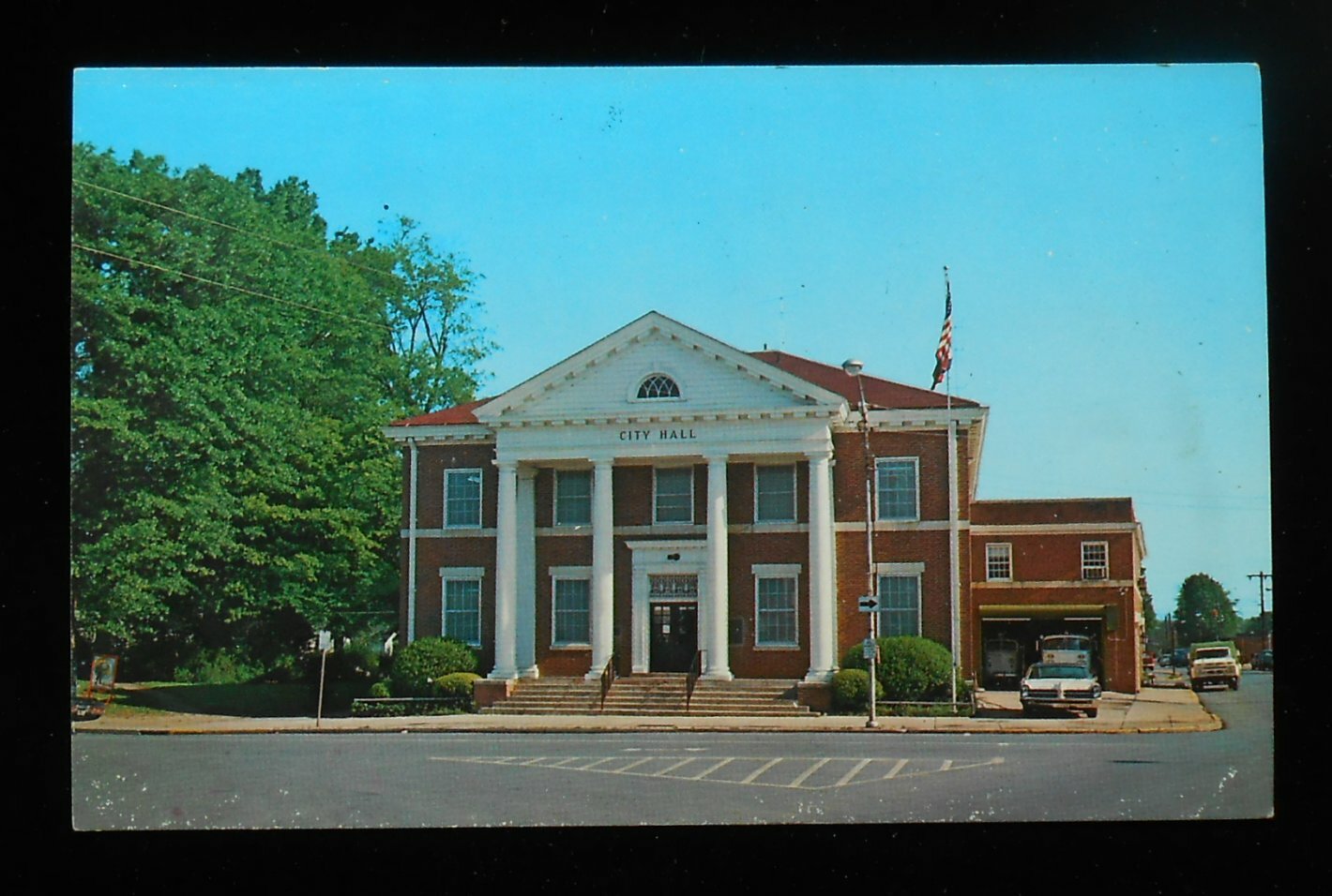 1960s City Hall and Fire House Old Car Trucks Fire Engines Cedartown GA