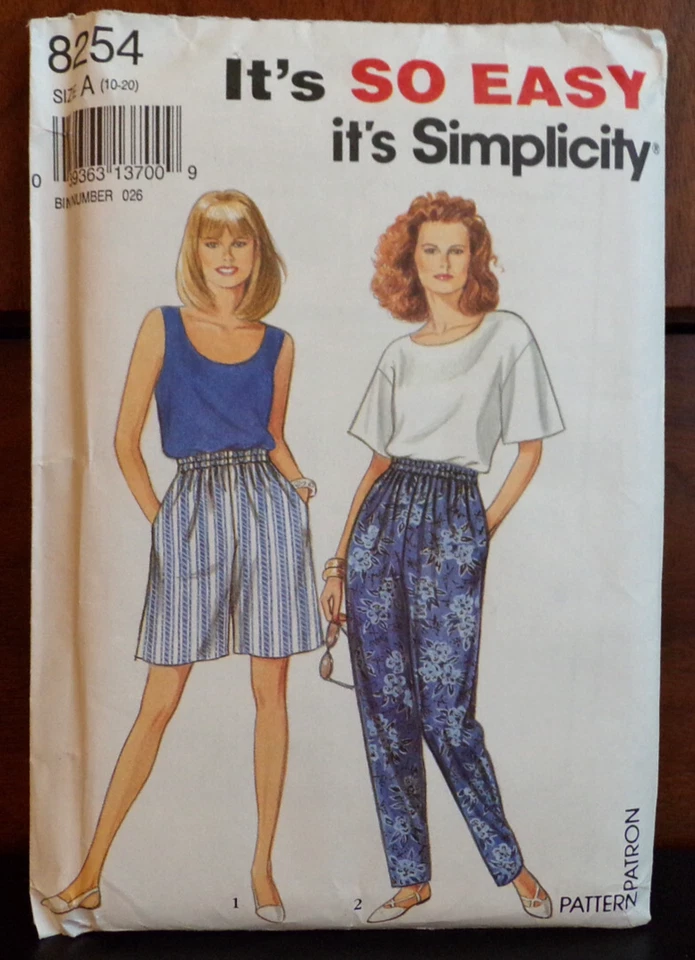 Simplicity Sewing Pattern 8254 Misses Pants Shorts Top Tank Top Size 10-20 UNCUT - Image 2 of 4