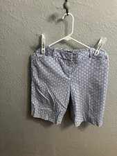 Talbots Women’s White Blue 10” Bermuda Shorts Size 2