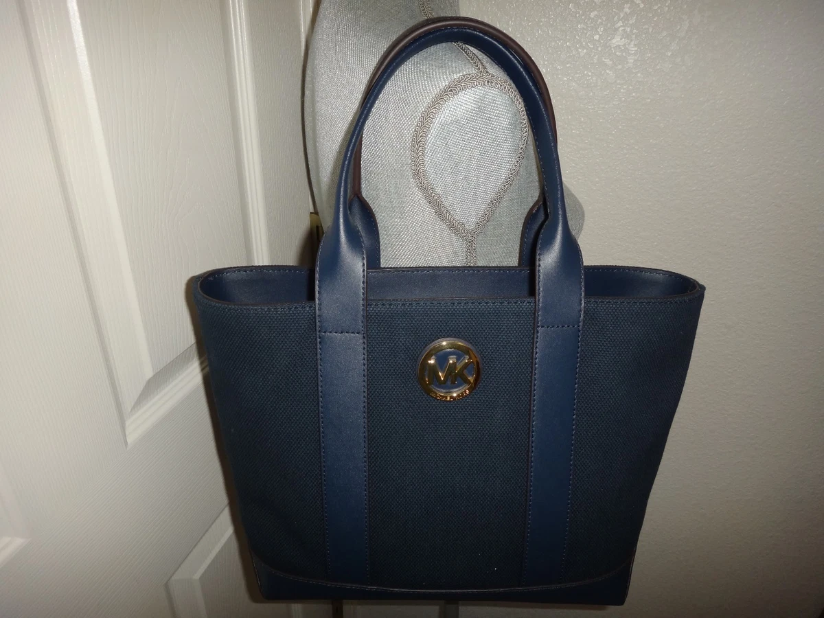 MICHAEL KORS Women s MK Fulton MD Tote Bag Navy Blue Canvas