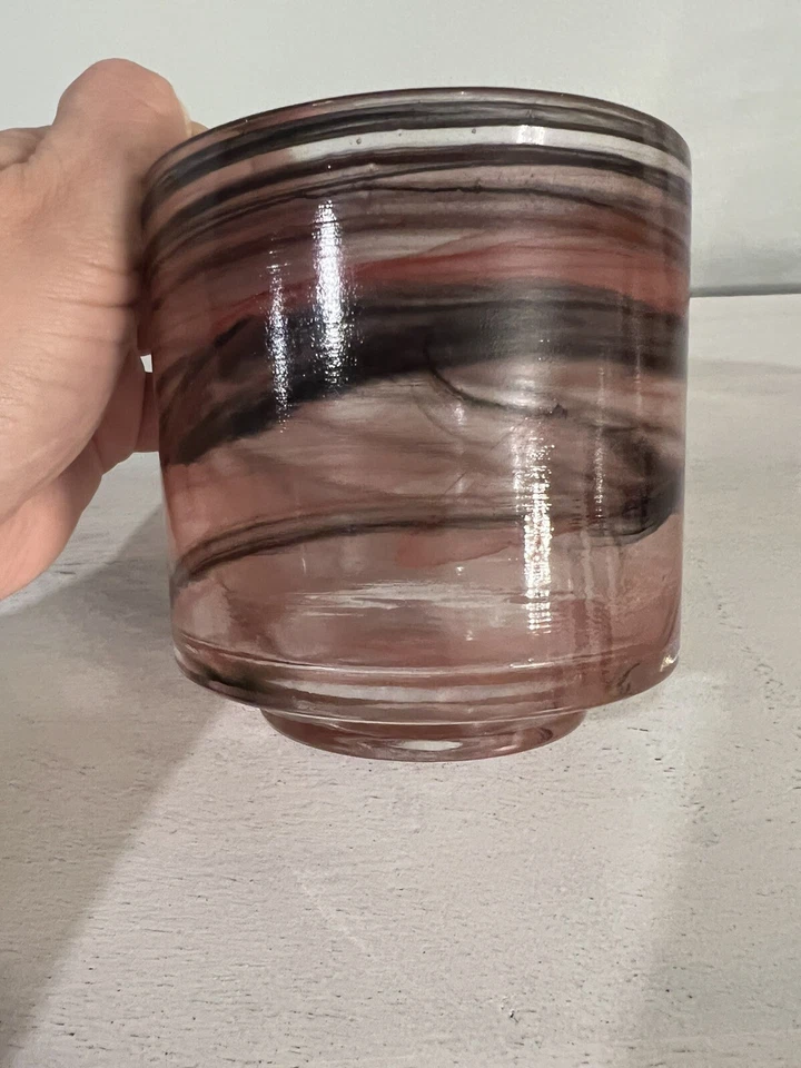 Candelabro grande de vidrio con remolinos rosa gris negro 4x4 hecho en Turquía Foto 4 de 4