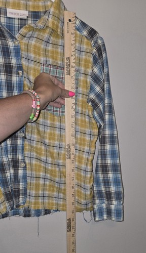 Tween Diva Girls Button Down Flanel Top Raw Hem Size 12 - Picture 6 of 8