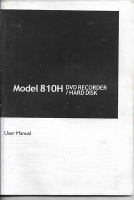 Magnavox 810h MODEL810H DVD Recorder / Hard Disk English User Manual B Anleitung