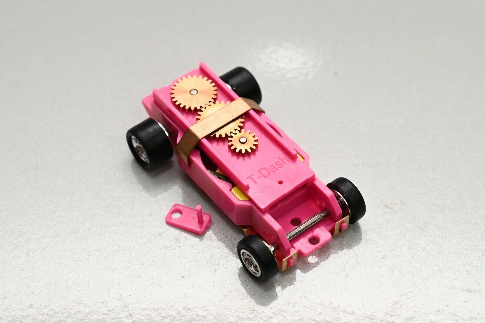PINK DASH T-JET SLOT CAR CHASSIS