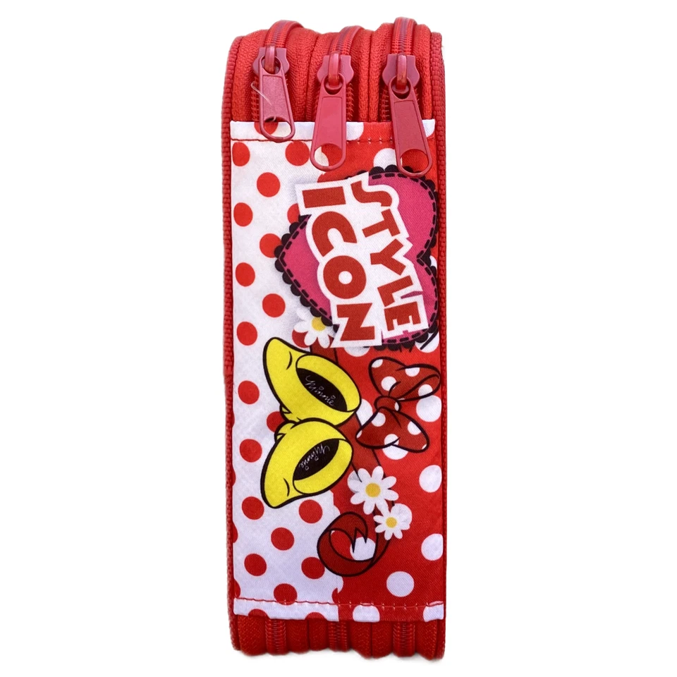 Astuccio Scuola 3 Zip Miss Minnie Portapenne matite pastelli Multiscomparto - Immagine 3 di 4