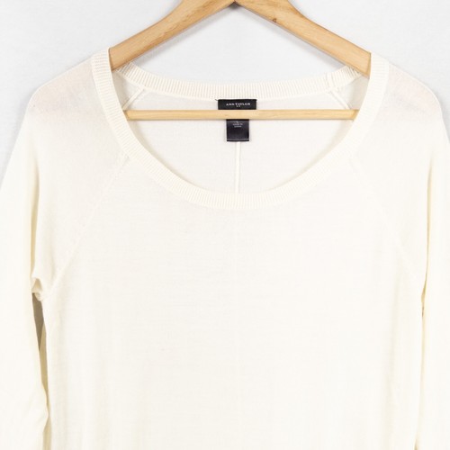 Suéter Ann Taylor Grande Marfil Pullover Mezcla de Lana Ligero Cremallera Acentos - Imagen 2 de 9