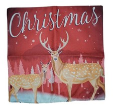 Christmas Deer Buck Throw Pillow Case Cover Only Empty Zip 16-17" Square Holiday