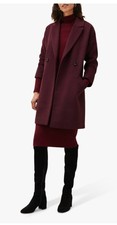 £225 Phase Eight Emery Wool Coat Port Red Double Breasted Size Xxl Bnwt