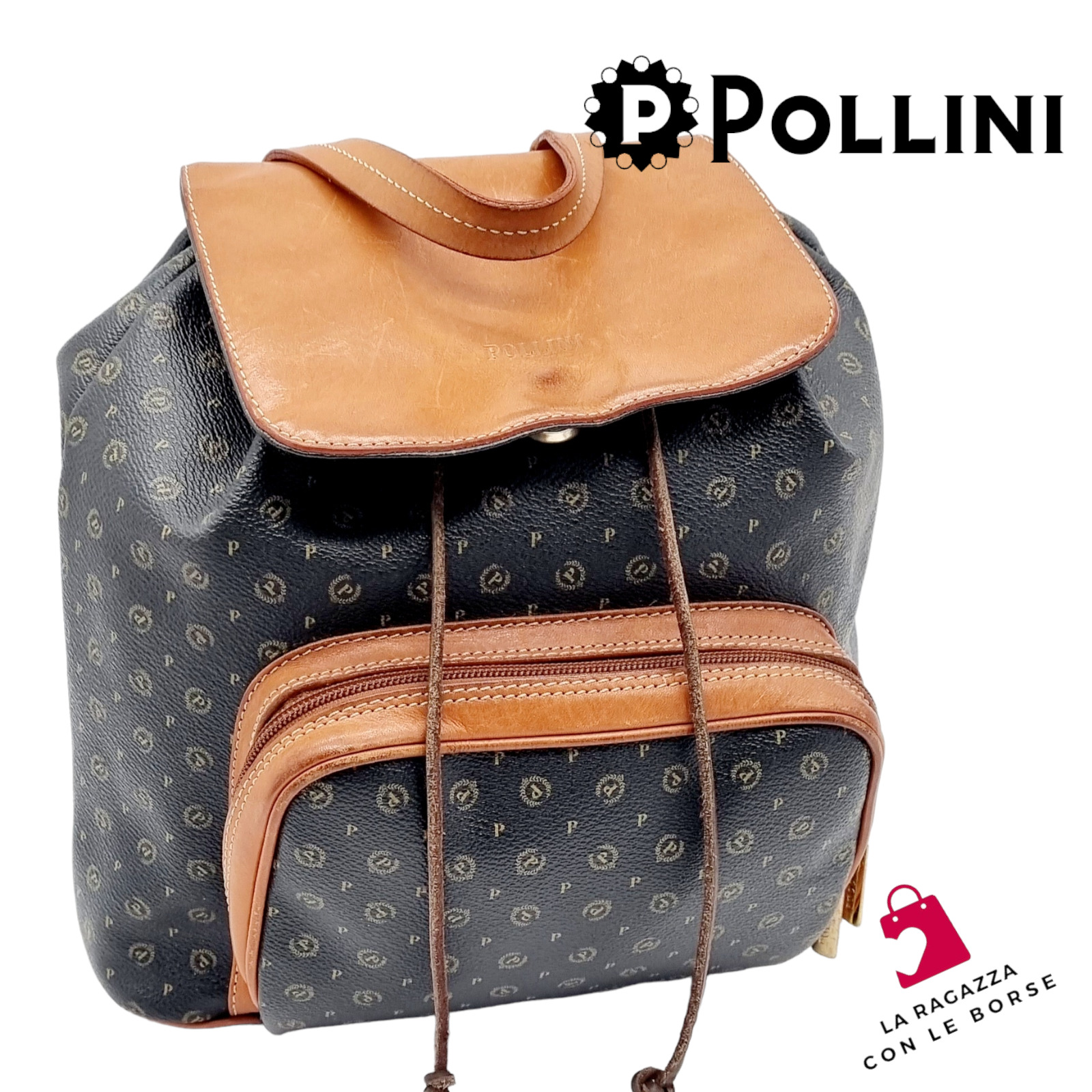 Borsa Zaino Pollini Donna Vintage Pelle Handbag made in italy bourse regolabile