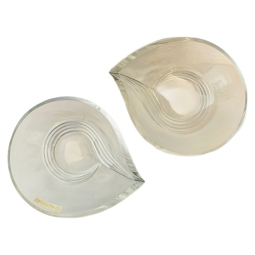 2 Candy Nut Bowls Dishes Teardrop Lead Crystal 5” X 7” Marked NACHTMANN Art Deco